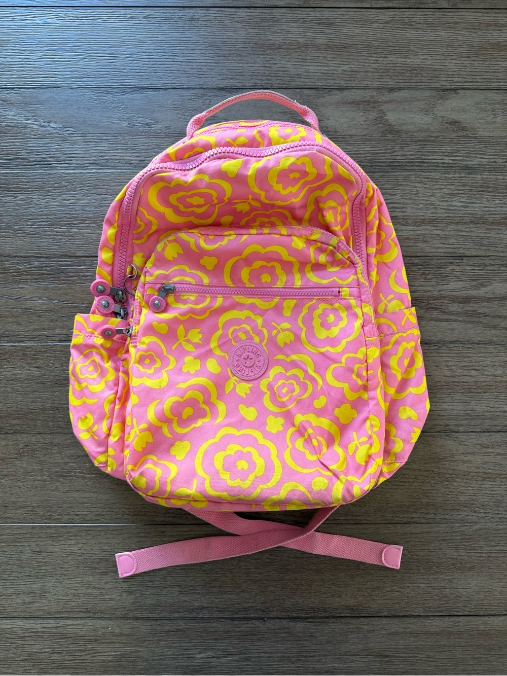 Kipling - Women’s  Pink & Yellow Floral Backpack